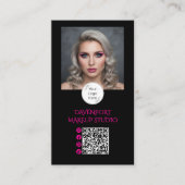Bold Black and Hot Pink Social Icon QR Code Visitekaartje (Voorkant)