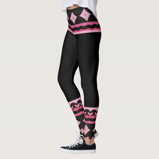 Bold Black and Pink Graphic Leggings (Links)