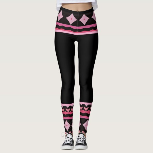 Bold Black and Pink Graphic Leggings (Voorkant)