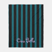 Bold Black and Teal Stripes | Ciao Bella Fleece Deken (Voorkant)