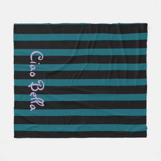 Bold Black and Teal Stripes | Ciao Bella Fleece Deken (Voorkant (Horizontaal))