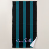 Bold Black and Teal Stripes | Ciao Bella Strandlaken (Voorkant)
