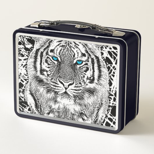 Bold Black And White Blue Eyes Tiger (Achterkant)