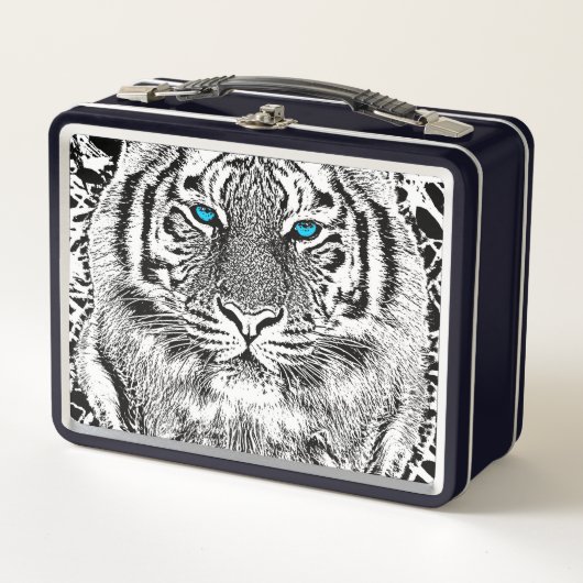 Bold Black And White Blue Eyes Tiger (Voorkant)
