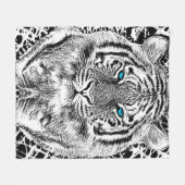 Bold Black And White Blue Eyes Tiger Fleece Deken (Voorkant (Horizontaal))