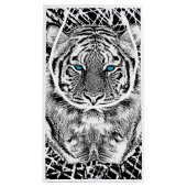 Bold Black And White Blue Eyes Tiger Klein Cadeauzakje (Achterkant)