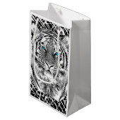 Bold Black And White Blue Eyes Tiger Klein Cadeauzakje (Voorkant Gekanteld)