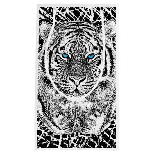Bold Black And White Blue Eyes Tiger Klein Cadeauzakje (Voorkant)