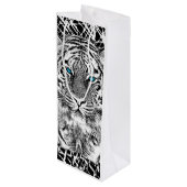 Bold Black And White Blue Eyes Tiger Wijn Cadeautas (Achterkant Gekanteld)