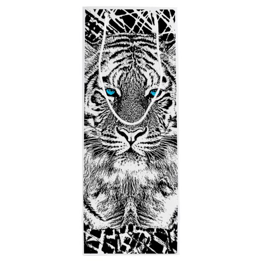 Bold Black And White Blue Eyes Tiger Wijn Cadeautas (Achterkant)