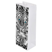 Bold Black And White Blue Eyes Tiger Wijn Cadeautas (Voorkant Gekanteld)
