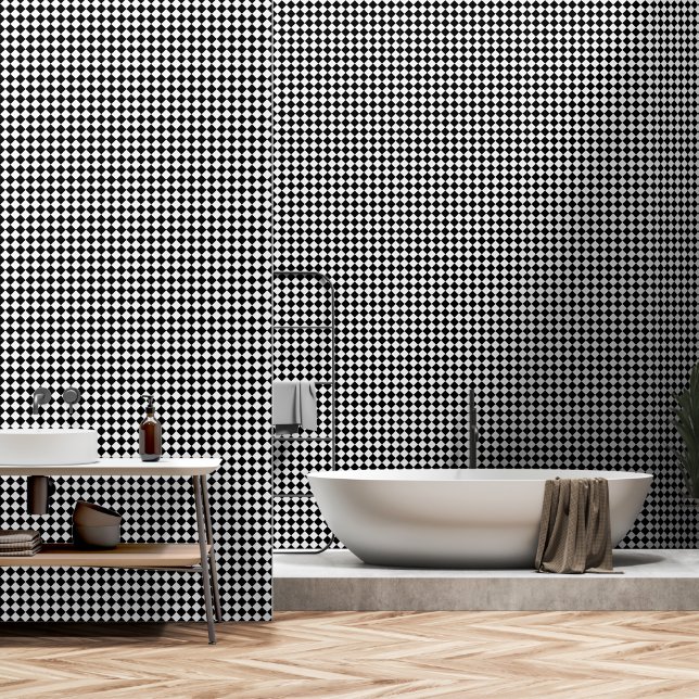 Bold Black and White Chevron Pattern Textured Behang (Badkamer)