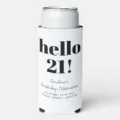 Bold Black and White Modern 21st Birthday Custom Seltzer Blikjeskoeler (Seltzer Voorkant)
