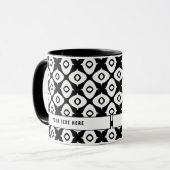 Bold Black and White Symmetrical Arabesque Pattern Mok (Voorkant links)