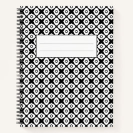 Bold Black and White Symmetrical Arabesque Pattern Notitieboek