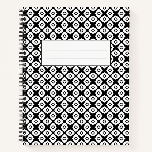 Bold Black and White Symmetrical Arabesque Pattern Notitieboek (Voorkant)