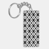 Bold Black and White Symmetrical Arabesque Pattern Sleutelhanger (Voorkant Links)