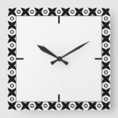 Bold Black and White Symmetrical Arabesque Pattern Vierkante Klok (Voorkant)
