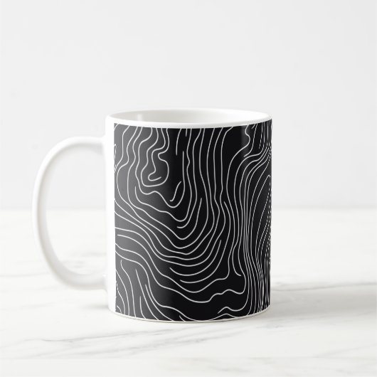 Bold Black and White Topographic Art 🖤 Koffiemok (Links)