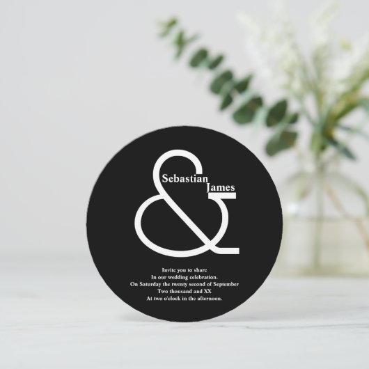 Bold Black and White Wedding Kaart (Staand voorkant)