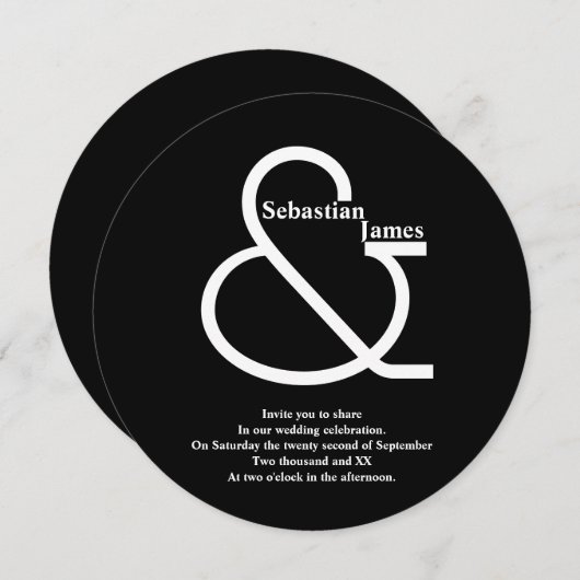 Bold Black and White Wedding Kaart (Voorkant / Achterkant)