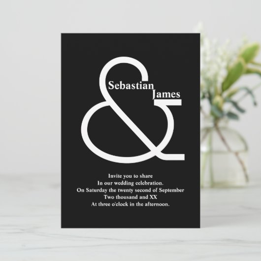 Bold Black and White Wedding Kaart (Staand voorkant)
