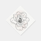 Bold Black Bloom on Soft Blush Watercolor  Servet (Hoek)