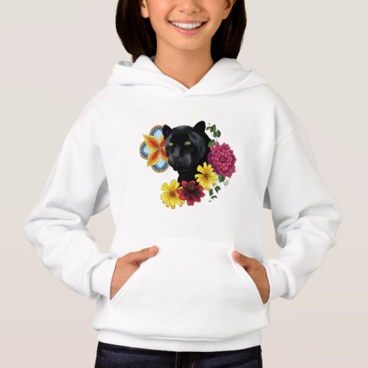 Bold Black Botanical Floral Panther Illustration (Voorkant)