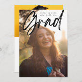 Bold Black Brush Afstudeerder Moderne Foto Univers Aankondiging (Voorkant / Achterkant)