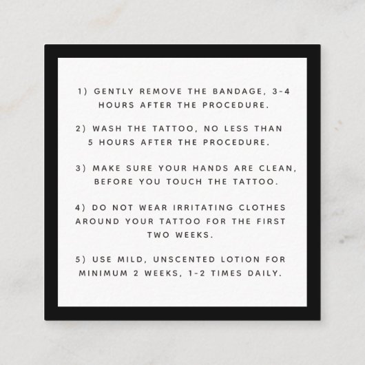 Bold Black Butterfly Tattoo Aftercare Instructions Vierkante Visitekaartje (Achterkant)