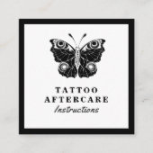 Bold Black Butterfly Tattoo Aftercare Instructions Vierkante Visitekaartje (Voorkant)