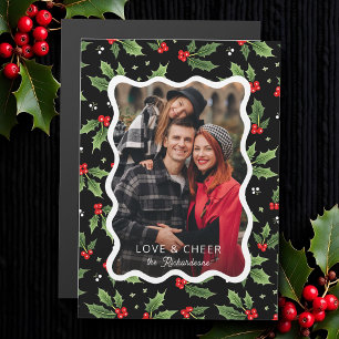 Bold Black Christmas Holly Wavy Lijst Foto