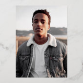 Bold Black en Gold Photo Graduparty Folie Uitnodiging (Achterkant)