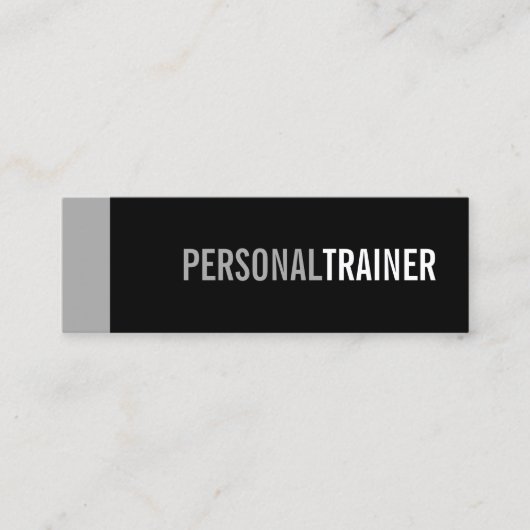 Bold Black en Grey Personal Trainer Mini Visitekaartje (Voorkant)