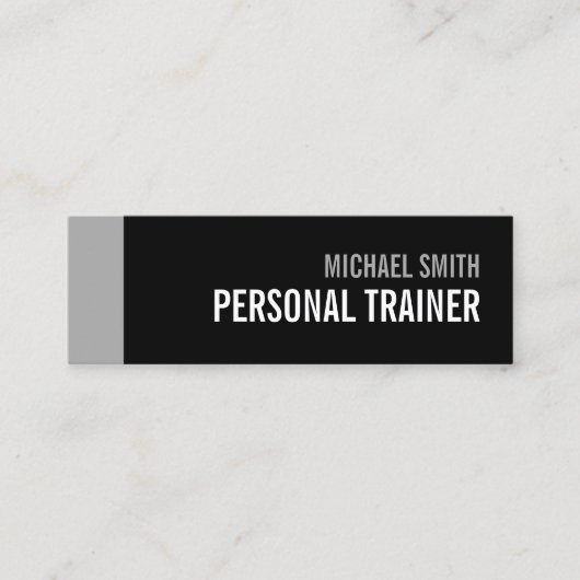 Bold Black en Grey Personal Trainer Mini Visitekaartje (Voorkant)