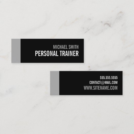 Bold Black en Grey Personal Trainer Mini Visitekaartje (Voorkant / Achterkant)