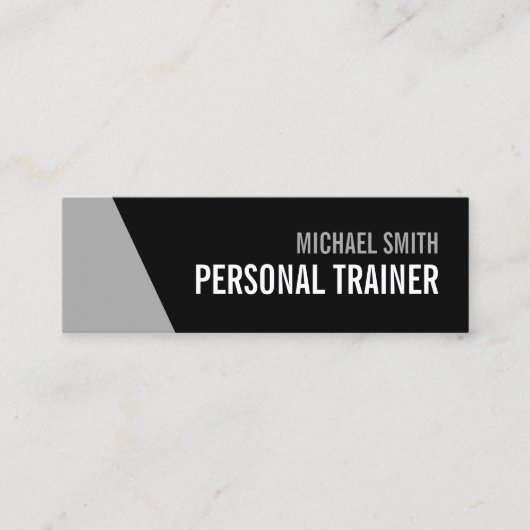 Bold Black en Grey Personal Trainer Mini Visitekaartje (Voorkant)