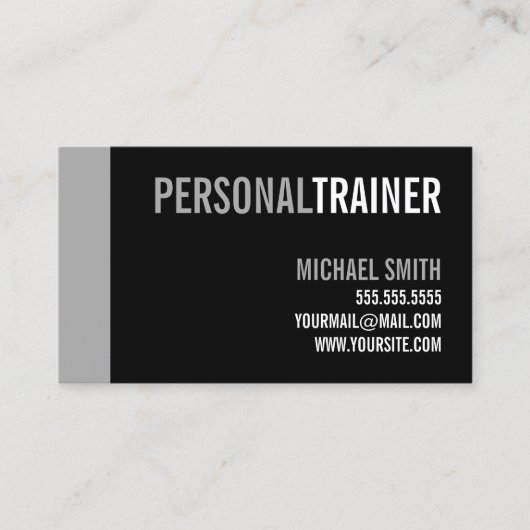 Bold Black en Grey Personal Trainer Visitekaartje (Voorkant)
