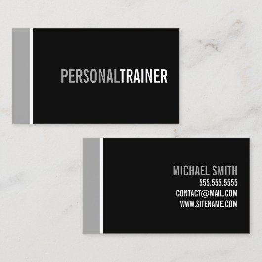 Bold Black en Grey Personal Trainer Visitekaartje (Voorkant / Achterkant)