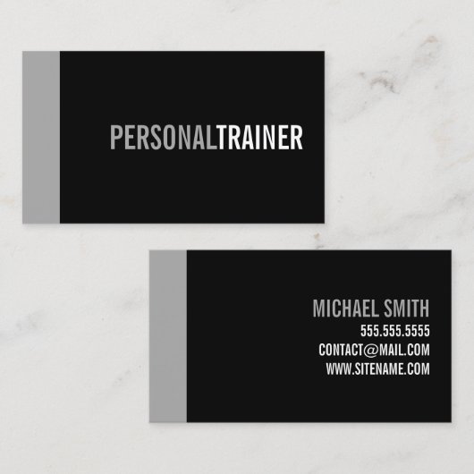 Bold Black en Grey Personal Trainer Visitekaartje (Voorkant / Achterkant)