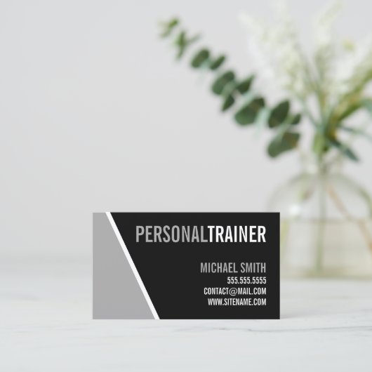 Bold Black en Grey Personal Trainer Visitekaartje (Staand voorkant)