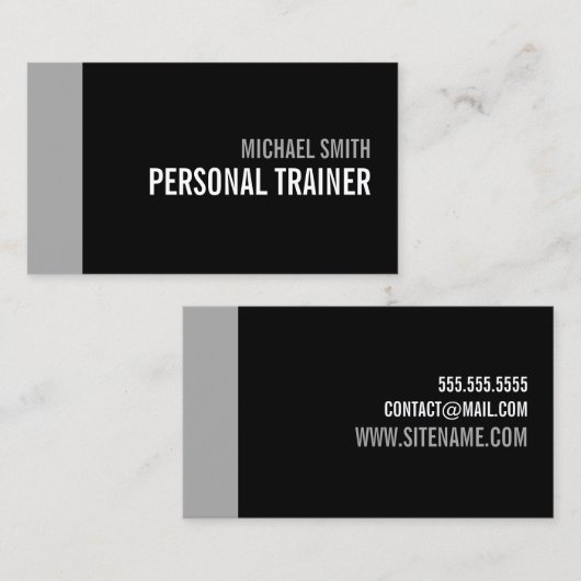 Bold Black en Grey Personal Trainer Visitekaartje (Voorkant / Achterkant)