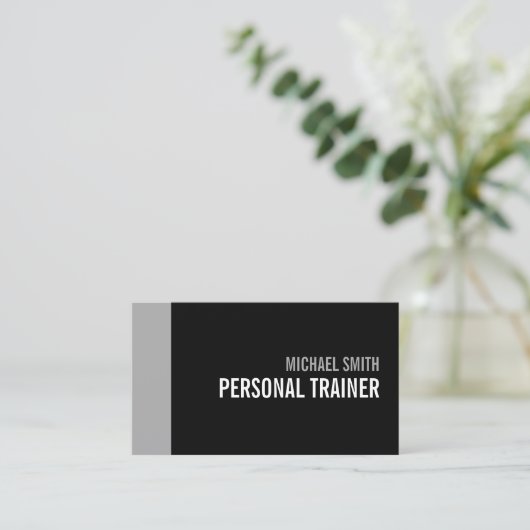 Bold Black en Grey Personal Trainer Visitekaartje (Staand voorkant)