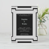 Bold Black en Silver Art Deco Wedding Kaart (Staand voorkant)