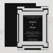 Bold Black en Silver Art Deco Wedding Kaart (Voorkant / Achterkant)