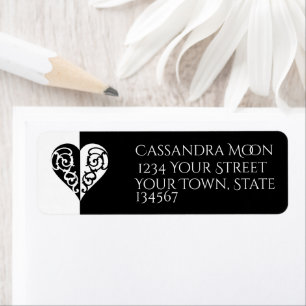 Bold Black en White Filigree Return Address Label