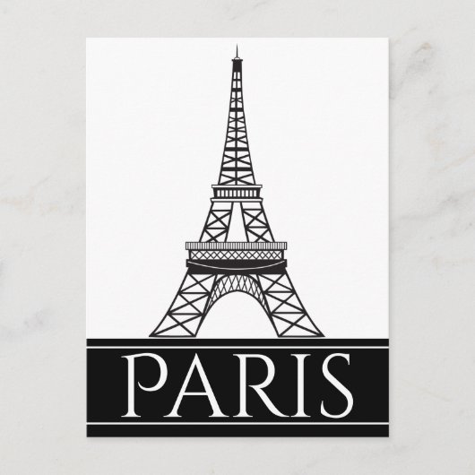 Bold Black en White Paris Eiffel Tower Briefkaart (Voorkant)