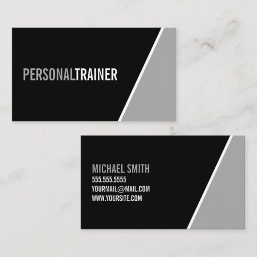 Bold Black en White Personal Trainer Visitekaartje (Voorkant / Achterkant)