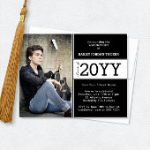 Bold Black en White Photo Afstuderen Aankondiging