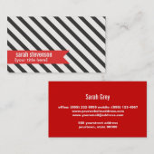 Bold Black en White Striped Red Ribbon Group Visitekaartje (Voorkant / Achterkant)